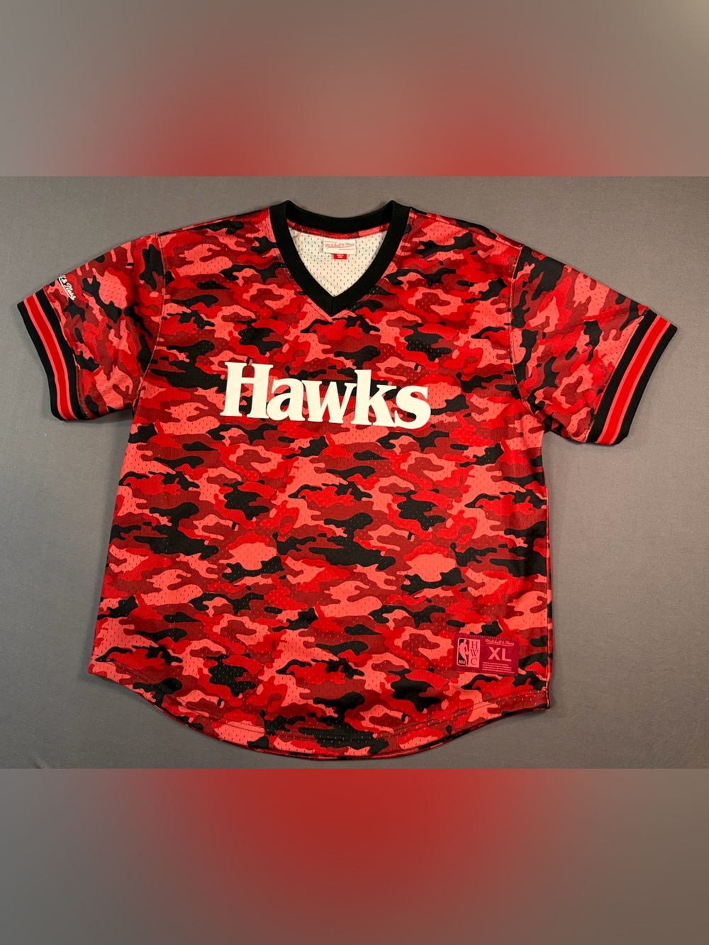 Mitchell And Ness NBA Atlanta Hawks Red Camo Print Jersey Men Size XL Sport Ball